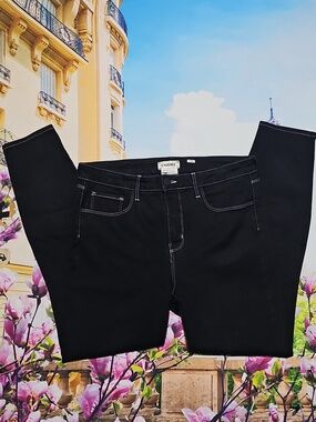 L'AGENCE Black High Waist Jeans White Stitching Size 29
